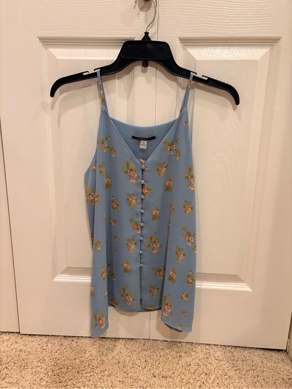Tahari Sky Blue Floral Button-Front Camisole